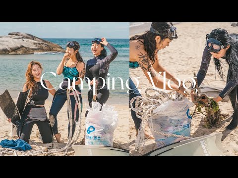 Beachside Camping with Helsport Varanger Dome(4-6) I Free Diving I Clean Beach I Camping Vlog