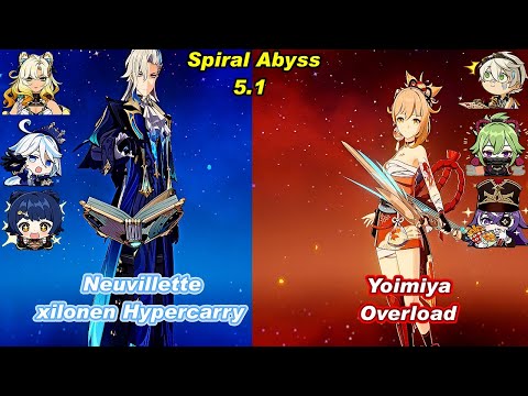 (5.1) C0 Neuvillette Xilonen Hypercarry & C0 Yoimiya Overload Spiral Abyss Floor 12 Full Star - F2P