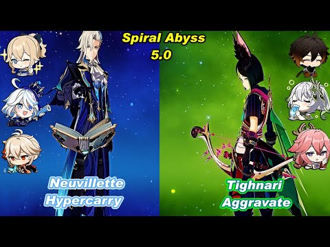 (5.0) C0 Neuvillette Hypercarry & C0 Tighnari Aggravate Spiral Abyss Floor 12 Full Star - F2P