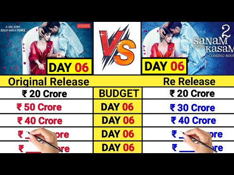 Sanam Teri kasam Re-Release Day 06 vs Sanam Teri kasam Day 06 Box Office Collection Comparison।।