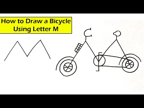 How to draw a Bicycle using letter M l l Simple Drawing l l Step by Step easy drawing