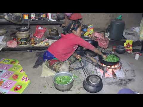 Traditional cooking kitchen of happy family in village || Rural village life