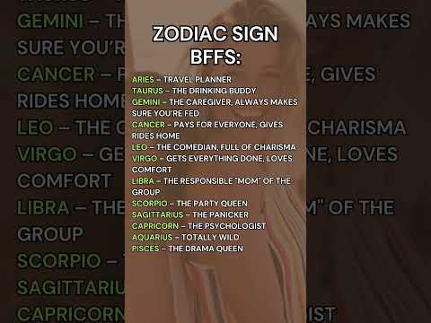 Zodiac Sign BFFs #astrology #zodiac