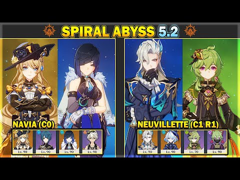 C0 Navia Double-Hydro & C1 Neuvillette Hyperbloom | Spiral Abyss 5.2 Floor 12 | Genshin Impact