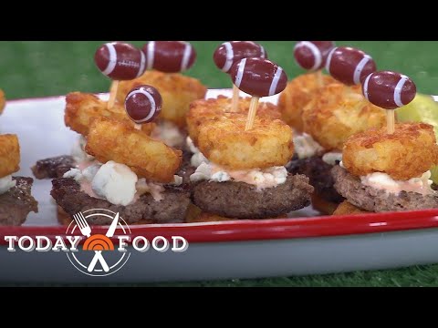 Ultimate game day menu: Chicken bites and tater tot burgers!