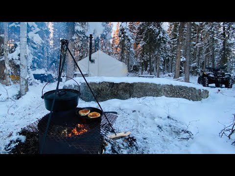 ESCAPE to the WILDERNESS ||  WINTER CAMPING in a HOT TENT