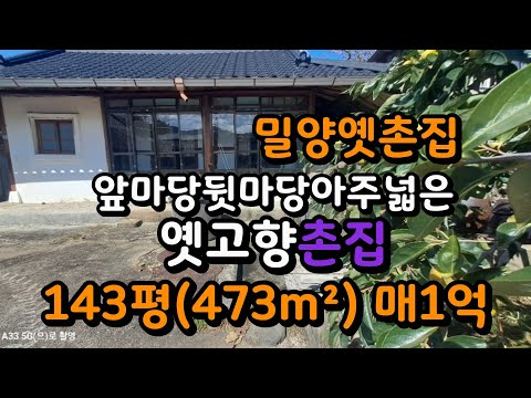 밀양촌집 앞마당 뒷마당 아주~넓은 옛고향 촌집매매 143평(473m²) 매1억