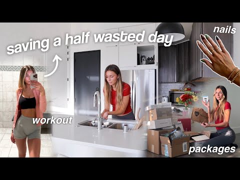 SAVING A HALF WASTED DAY | Cleaning Apartment, Opening Packages + Nail Vlog