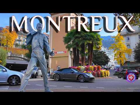 MONTREUX SWITZERLAND ✨ Preparing for Christmas. Sunny walk along shopping streets / Lake Geneva 4K