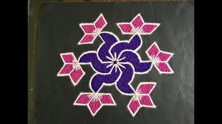 Simple Rangoli Design with Beautiful Colours and Dots 9x5 | Latest Kolam | Daily Rangoli