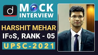 IFos Topper Harshit Mehar, Rank - 5 (UPSC IFoS 2021) | Mock Interview | Drishti IAS English