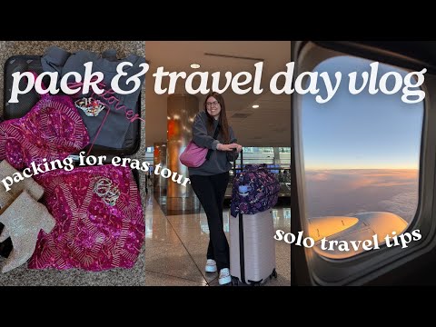 TRAVEL DAY VLOG ✈️ packing for Eras Tour, airport routine, solo travel tips!