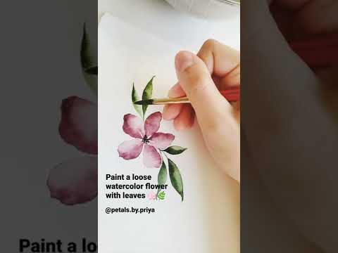 Loose Watercolor Flower with Leaves