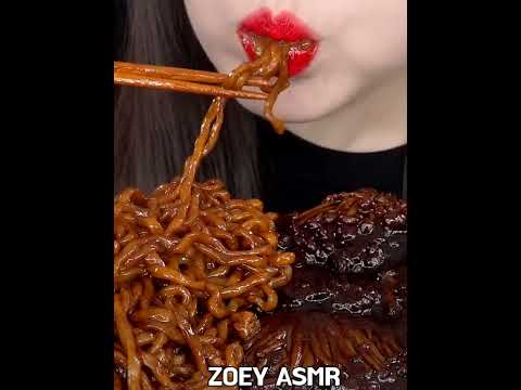 ASMR Truffle Black Bean SPICY Fire Noodles| Mukbang eating sounds #asmr #mukbang #spicynoodles