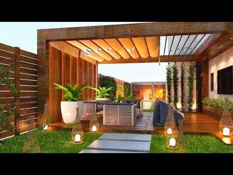 Backyard Patio Design | Backyard Wooden Pergola Patio Deck Decorating Ideas | Small Backyard Garden