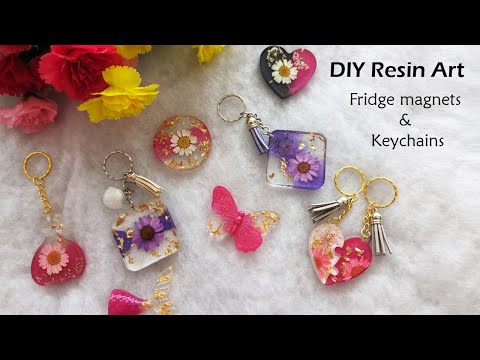 DIY Easy Epoxy Resin art l l How to make Fridge magnets & Keychains with Epoxy Resin