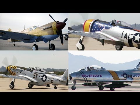 WW2 Classic Warplanes P-51 P-38 P-47 P-40 and F-86 Sabre (Korean War)