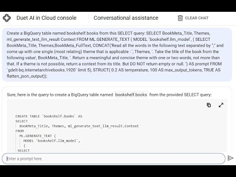 Build SQL-only Generative AI App with BigQuery & Vertex AI using Duet AI