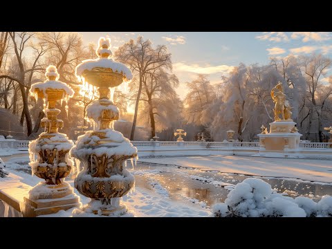 white snow falls with winter classical music | mind therapy, reduce stress, fatigue | Chopin, Mozart