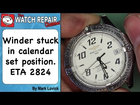 ETA 2824 - Winder stuck in calendar position. How to fix. Watch Repair Tutorials