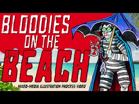 Drawing Drac's Day at the Beach (Mixed Media Traditional and Digital Illustration)