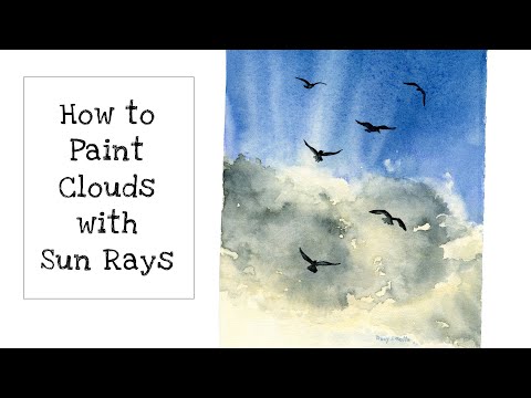 How to Paint Sun Rays behind Clouds with Watercolors