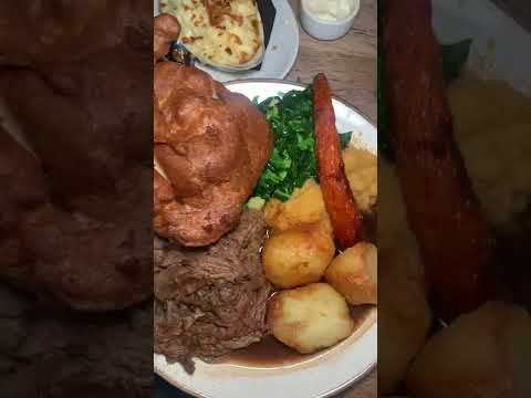 Traditional British Sunday roast in an authentic pub in south London