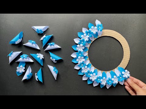 Beautiful paper flower wall hanging | Easy and simple wall hanging craft | Home decor ideas 💡