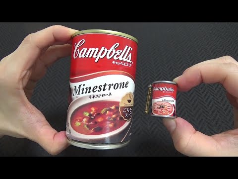 Replica and Real canned food 缶詰マスコット 本物と比較