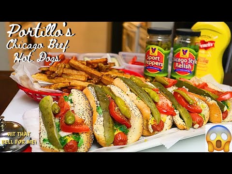 CHICAGO STYLE HOT DOGS  | TO MAKE PORTILLO'S CHICAGO BEEF HOT DOGS STEP BY STEP AT HOME VIDEO RECIPE