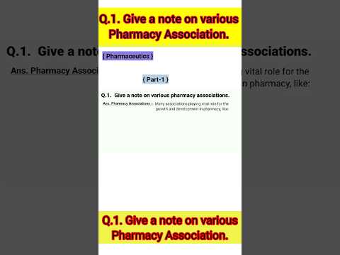 Give a note on various Pharmaceutical Association. | Part-1 | #Pharmaceutics #DPharm #shorts