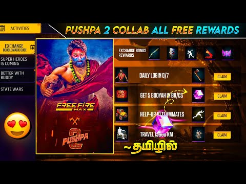 FREEFIRE X PUSHPA 2 COLLAB ALL FREE REWARDS 😍🤯