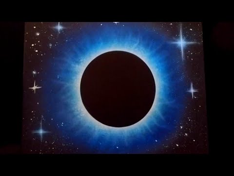 acrylic painting a blue solar eclipse