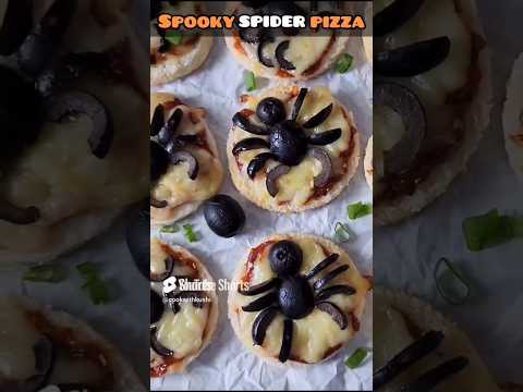 Last Minute Halloween Pizza | Spider Pizza | Instant Bread Pizza Themed Halloween Party Food Ideas