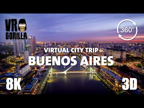 Buenos Aires, Argentina Guided Tour in 360 VR (short) - Virtual City Trip - 8K 3D 360 Video