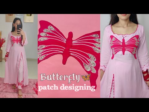 Butterfly Patch designing 🦋✨ patchwork/ patch embroidery /summer special dress #viral #design