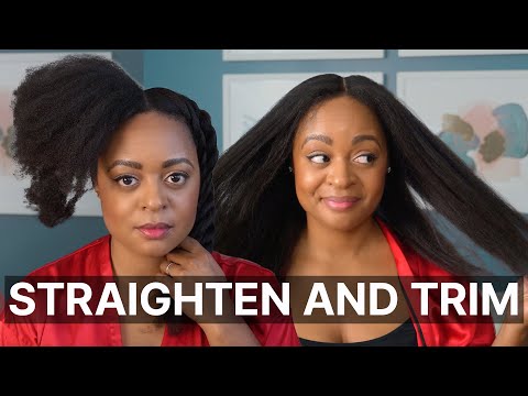 I STRAIGHTENED MY 4C HAIR  & Trimmed  | Hair Growth Goals