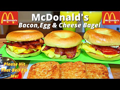 McDonald's BREAKFAST BAGEL | HOW TO MAKE BACON EGG & CHEESE BAGEL AT HOME VIDEO RECIPE