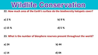 Biodiversity Conservation MCQ || Most Important Questions || Wildlife MCQ