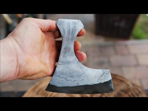 Forging wrought iron Viking Age bearded AXE. Blacksmithing