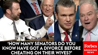 MUST WATCH: Markwayne Mullin Responds To Tim Kaine Grilling Pete Hegseth About Past Marital Cheating