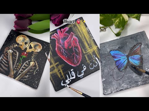 6 easy canvas painting idea /Acrylic painting/mini canvas painting #rifanaartandcraft