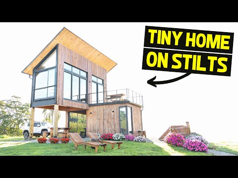 OFF-GRID TINY HOME on STILTS w/ Hot Tub & Mountain Views! (Full Tour)