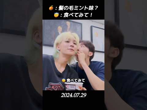 【セブチ/ジョンハン/スングァン】　🍊 : 髪の毛ミント味？ 😇 : 食べてみて！ #seventeen #ジョンハン #ハニ #スングァン #スングァニ #정한 #승관