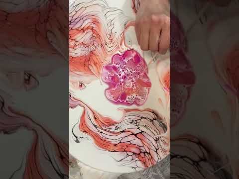 #shorts Tiger Lily Transfer Swipe | Acrylic Paint Pouring | Fluid Painting Art | Abstract