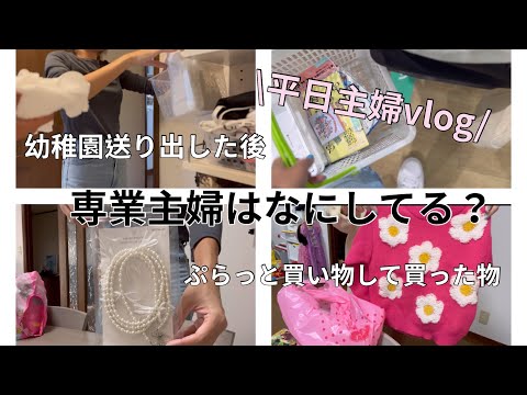 [主婦vlog]幼稚園送迎後の過ごし方🍃/購入品(3coins.seria.KALDI.バースデイ.西松屋)/収納見直し🤔