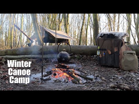 Winter Woodland Wild Camp by Canoe.  River Little Ouse.  Hammock Camping in the Amok Draumr UL.