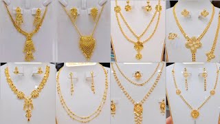 New model Gold necklace set Dubai Gold jewellery set designs with weight #Goldnecklace#Dubaigold