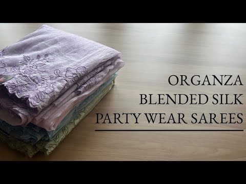 Detailed Video - Organza Blended Silk Party Wear Sarees | Shop on www.fabk.in