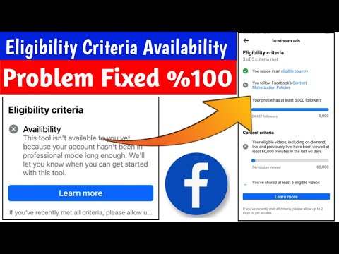 Facebook in stream ads Eligibility criteria Availability problem. Criteria Availability Kaise Hataye